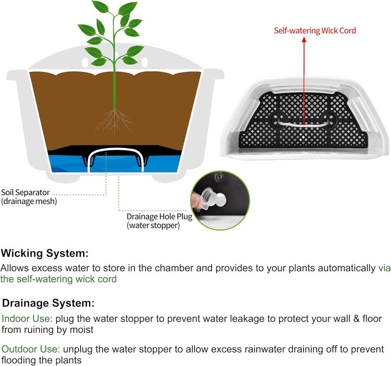 ORIMERC 9.8 inch 3 Pack Wall Hanging Planters Pots for Indoor Plants, Wall Plants Planter Holder with Drainage Hole, Balcony planters Railing Hanging Pot, Plant Wall Mount Decor with Hooks/Screws - Image 4